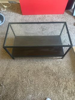 Glass Top Coffee Table with Black Metal Frame, $20