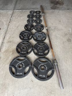 Weights - 300lbs of Fitness Gear Olympic Weights and Bar