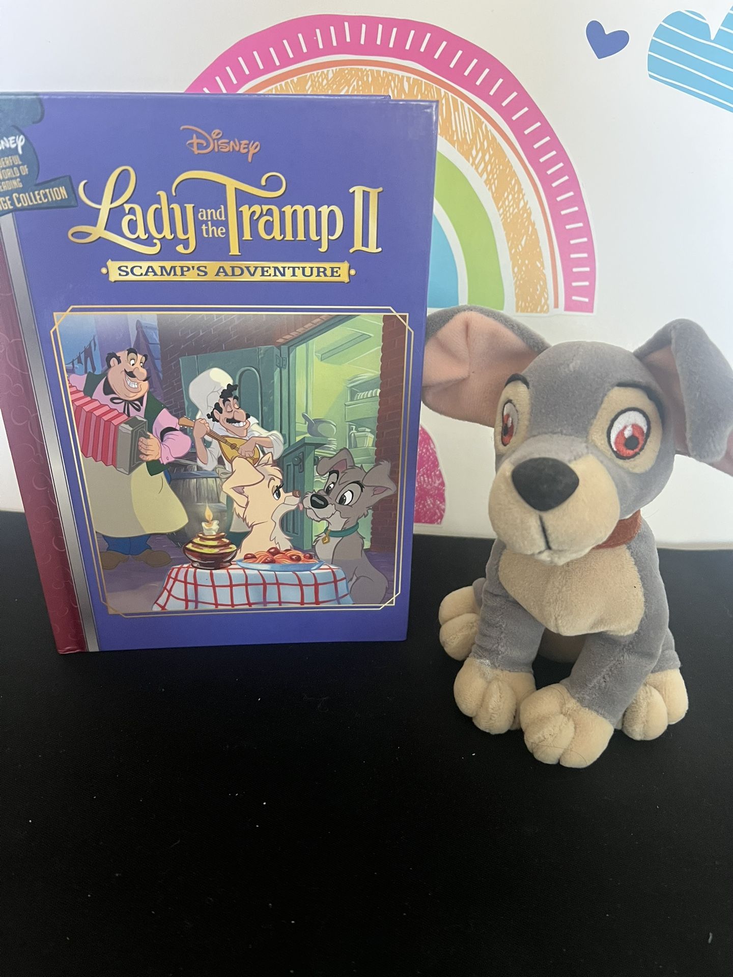 DISNEY LADY & THE TRAMP NEW BOOK WITH 6 INCH TRAMP PLUSH