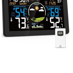 Weather Station Wireless Indoor Outdoor, Digital Thermometer with Sensor, 7.5'' HD VA Display Home Weather Stations, Accurate Temperature Humidity Gau