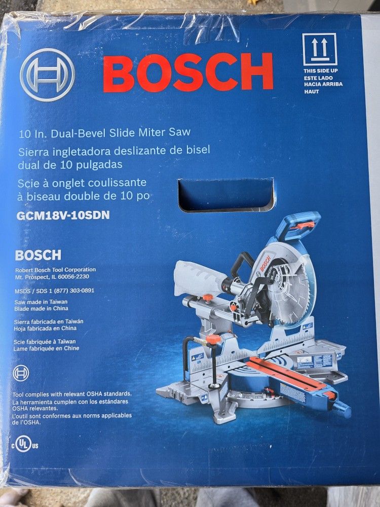 Bosch 10 inch Dual Bevel Sliding Compound Cordless Miter Saw with 2 batteries and charger