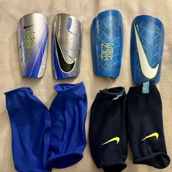 Two Pairs Adult Soccer Shin guards And Shin Guard Covers