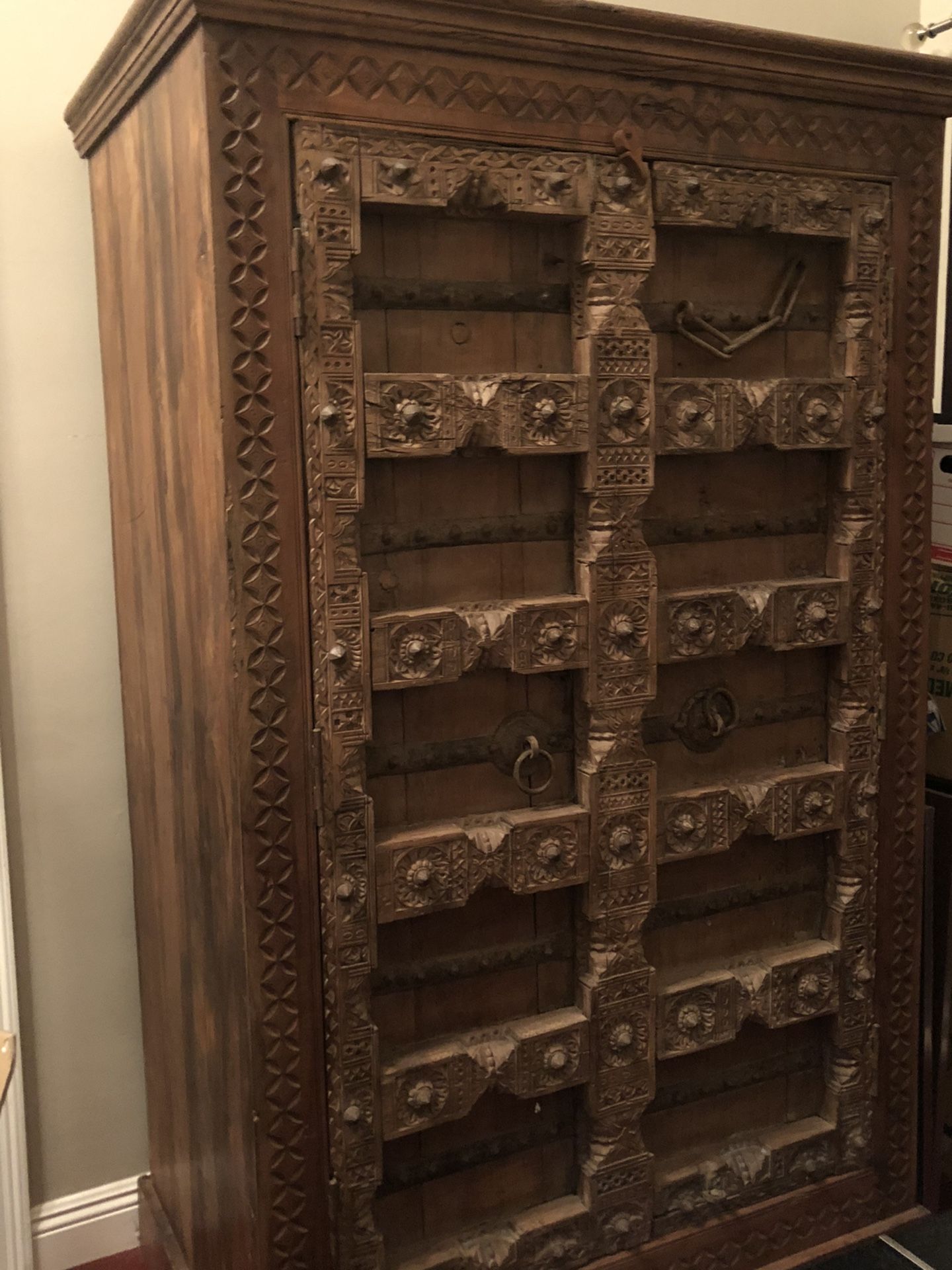 Antique Teak wood armoire Indian door 150 years old