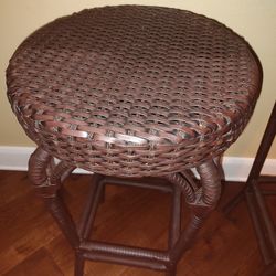 Pair Of Handwoven Vinyl Barstools