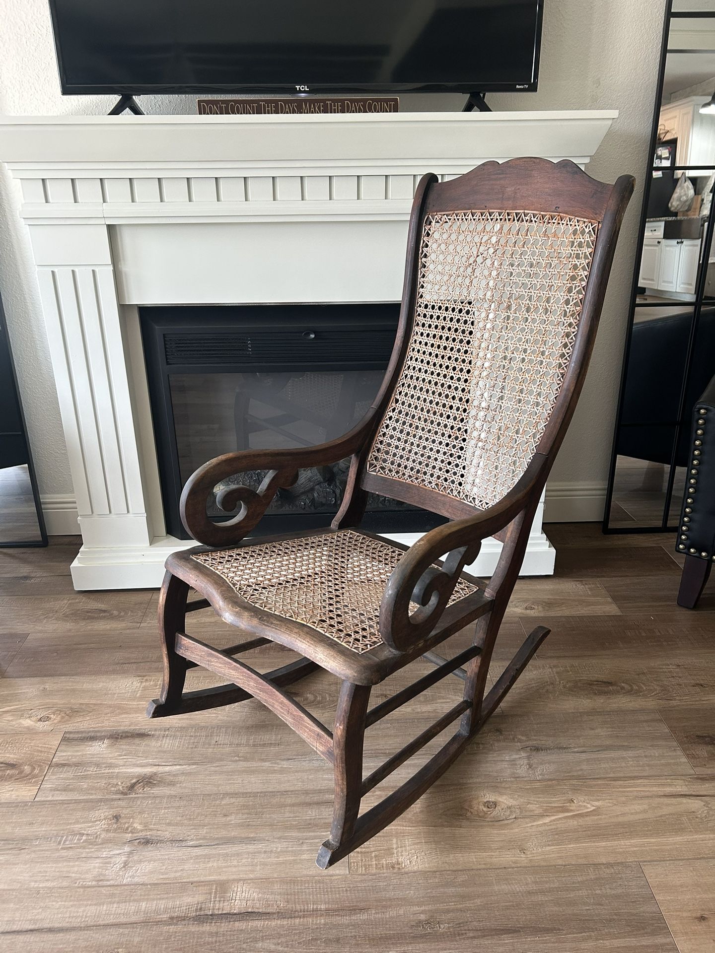Antique 1800s Lincoln Caned Rocker