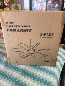 NWOP 2 pk 28”-7 blade socket fan W lights/remote
