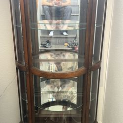Curved Glass Curio Cabinet / Display Case  