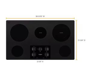 Whirlpool 36 in. Radiant Electric Ceramic Glass Cooktop in Black with 5 Burner Elements including a Dual Radiant Element