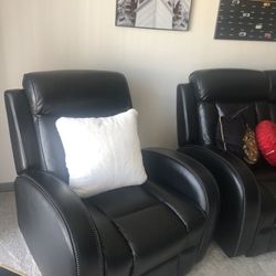 Black Faux Leather Power recliner chair New 