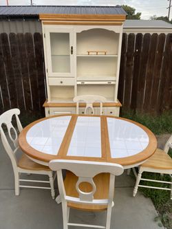 Dining Table Set with Hutch and Chairs