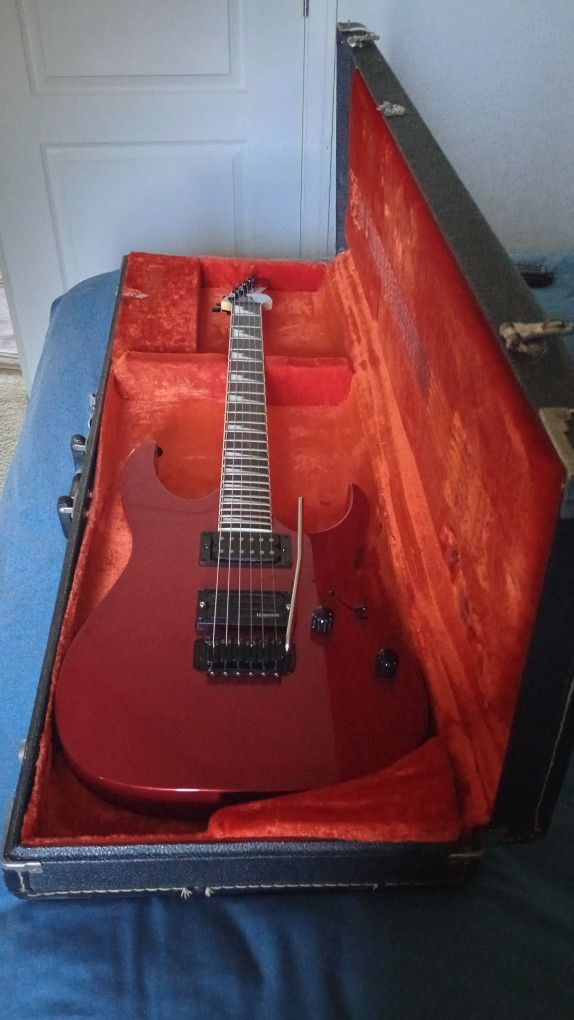 Ibanez GRGR120EX Candy Apple Red & Upgraded Warman Bridge Pick Up & Hardcase Shell