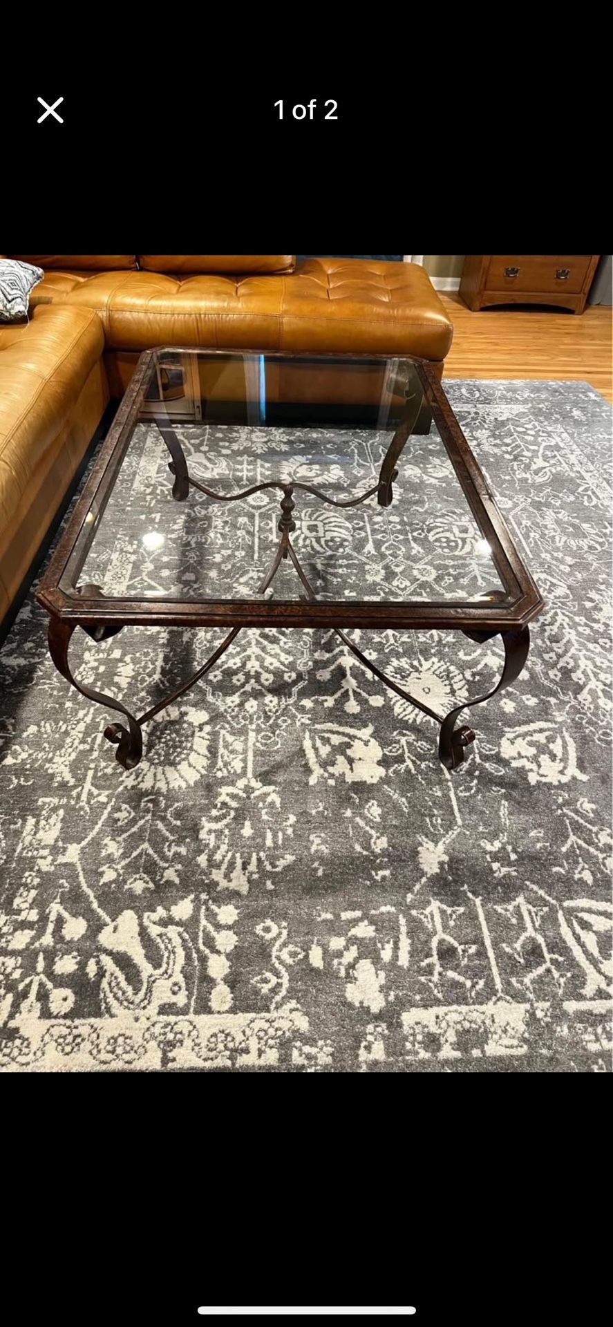 Wrought iron Glass Coffee And Matching End Table