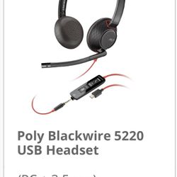 Poly Black wire 5220 USB Headset 