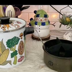 Vintage 1970’s National Silver Company Spain Stock Pot Steamer Porcelain