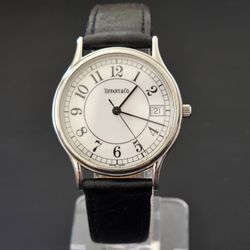 VTG Tiffany & Co. Portfolio Classic 7J 33mm Watch Original Band Engraved Runs