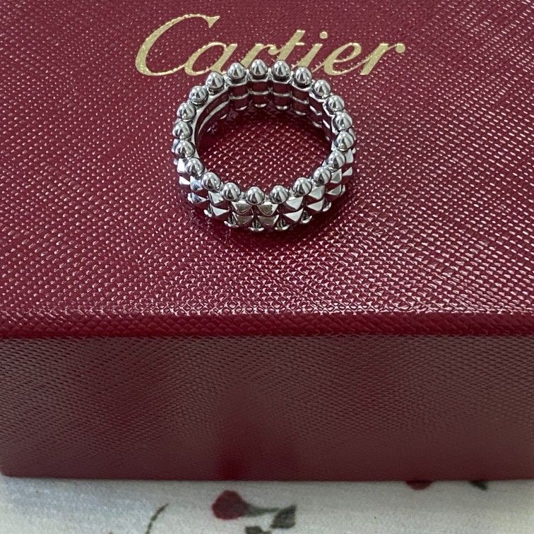 Clash de Cartier double-row cone 18K silver ring
