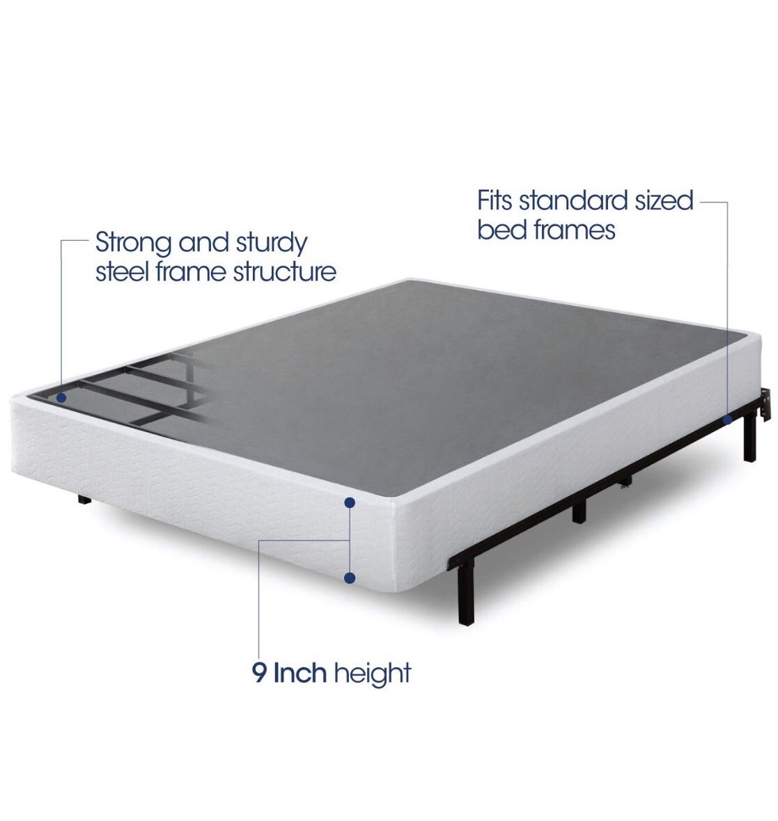 Queen/Full 9 Inch Box Spring / Mattress Foundation / Strong Steel Structure