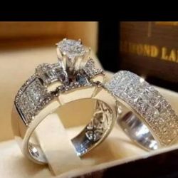 Womens 2pc Fashion Zirconia Wedding Ring Set