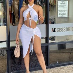 White Skirt And Top Set