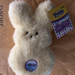 Peeps Dog Toy Easter Bunny Yellow Plush
