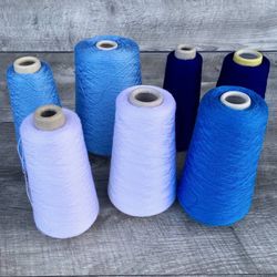 Lot of 7 Cones of Bramwell Silky 100% Acrylic Machine Knitting, Weaving Yarn