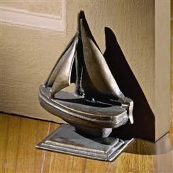 Sailboat door stop, solid brass, new