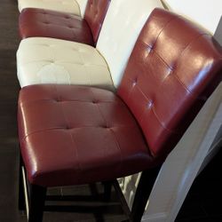 Four Backed Leather Bar Stools 