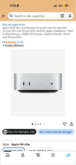 Mac mini M4 16 gb /256 Gb