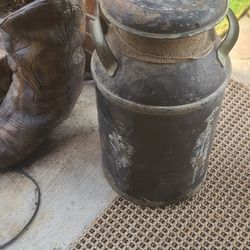 Antique Farm Metal Milk Dairy Jug Container Can USA Large 23.5” x 11”