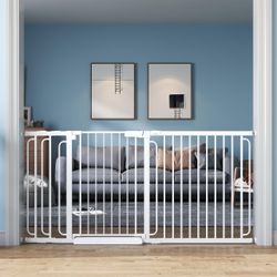 BRAND NEW Extra Wide Baby Gate With Door - 62-70 Inch, White