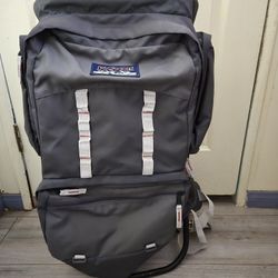 Vintage Jansport External Frame Hiking Backpack Hip Wings Support Made USA Gray
