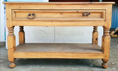 ***Rustic Solid Pine Entryway/Hallway/Console Table w/Drawer & Turned Legs (47 1/4" L x 18" W x 30.5" H)
