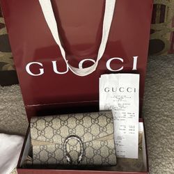 Gucci Dionysus Mini Shoulder Bag | GG Supreme | Beige | Detachable Canvas Chain