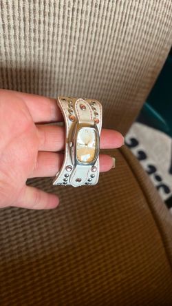 Vintage/Women's Cuff Watch with Studded Leather Band