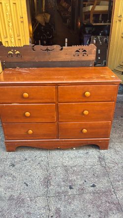 Vintage Wood 6-Drawer Dresser