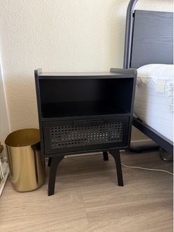 Black Rattan Bed Sidetables