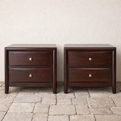 Beautiful matching pair of solid wood nightstands