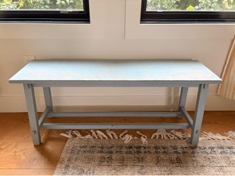 Distressed wooden bench - light blue