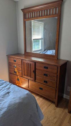 Wood armoire dresser with mirror