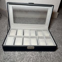 2 Layer Watch Box, 12-Slot Watch Case with Glass Lid, Removable Watch Pillows