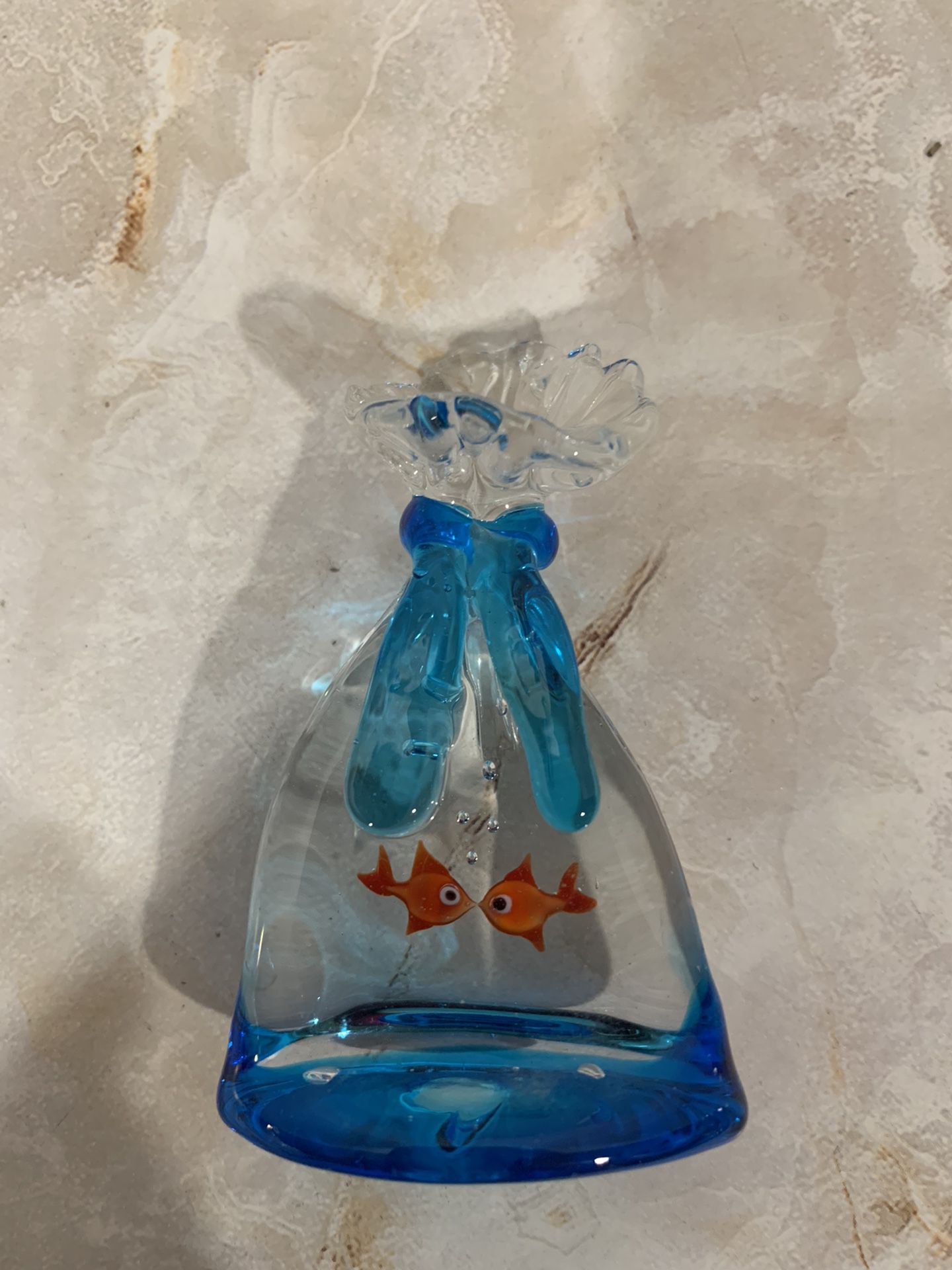 Miniature Paperweight Murano Style Glass Fish 