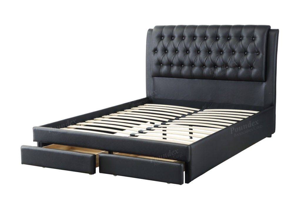 Brand New Black Leather Queen Storage Bed Frame