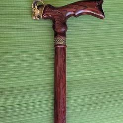 G.O.A.T. Face CANE STICK  Cane Walking Stick  Handle Wooden Handmade 35"