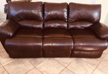 Dark Brown leather sofa and Side table black