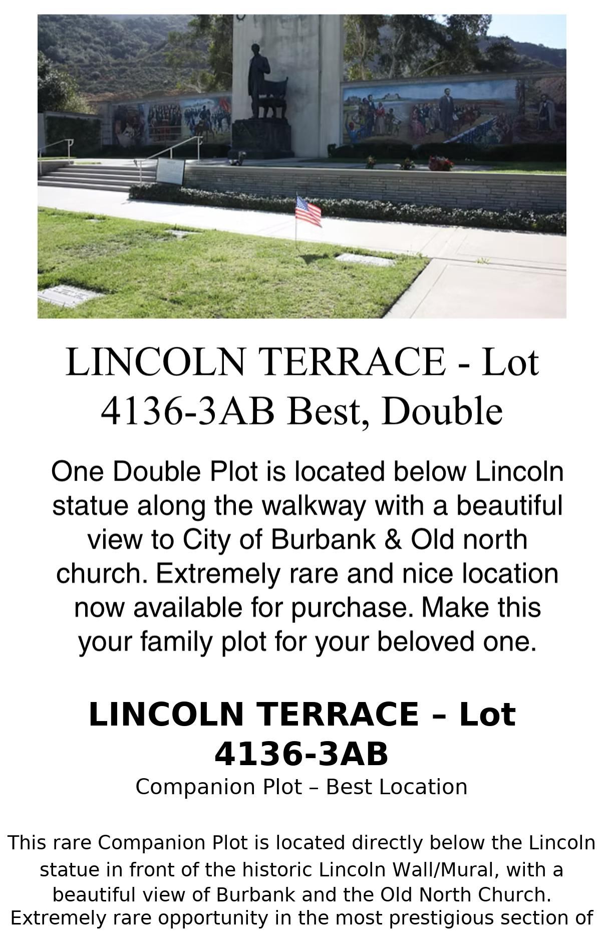 Forest Lawn Hollywood Hills – Lincoln Terrace Companion Plot