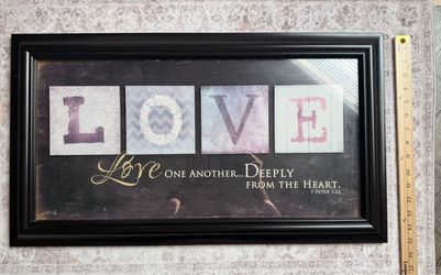 Patton "LOVE" Framed Christian Wall Art - 1 Peter 1:22 - 28"× 16"