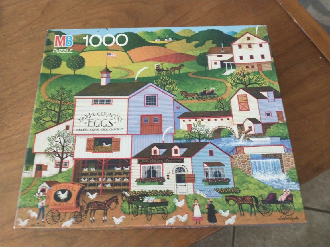 New 1988 Charlie Wysocki's 1000 Piece "Americana" Country Town Landscape Puzzle
