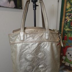 Coach Audrey Gold Perforated Leather Tote Shoulder Bag Hand Purse No. 17041 2011