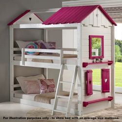 Pink & White Sweetheart Bunkbed