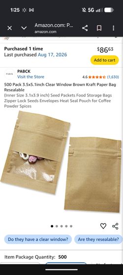 500 pack 3.5 x 5.1 resealable bag with window
